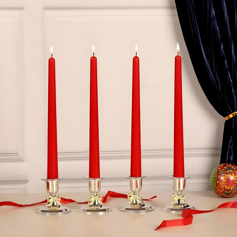 Luces شموع مخروطية 10 بوصة (H) غير قابلة للتنقيط، مجموعة من 4 شموع حمراء معطرة وغير مدخنة، شمع بارافين يحترق لفترة طويلة مع فتائل قطنية للتزيين - Image 4