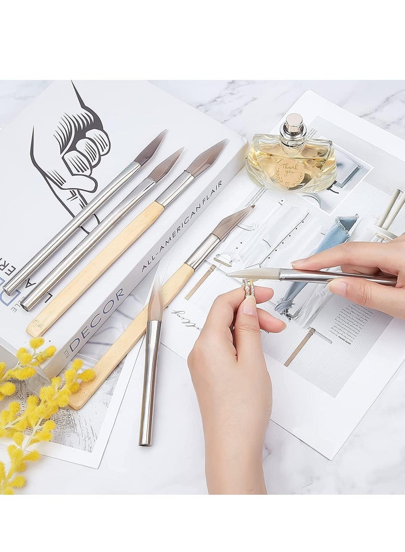 XiuWoo Agate Burnisher, Bezel Closing Burnisher Tool with Iron Handle, Convenient Polishing Different Shapes for Gold Platinum Sterling Silver Jewelry, Cleaning Gold, Silver, Copper Jewelry Dirt - Image 3