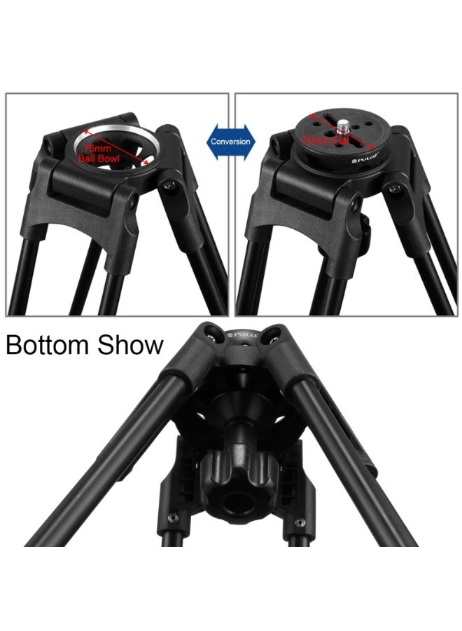 PULUZ 75mm Half Ball Flat to Bowl Adapter for Fluid Head Tripod DSLR Rig Camera, Metal Material - Image 3