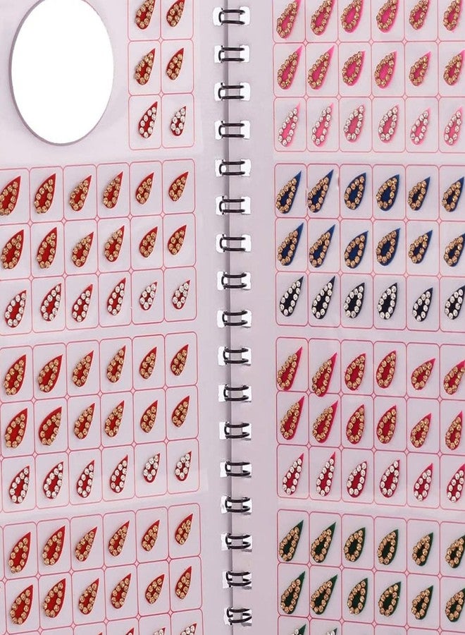 VAMA Fashions Multicolour Stone Bindis Self Adhesive Kumkum Sindoor Sticker Bindiya Bride Groom Forehead Bindi Spiral Book Booklet for Women & Girls (Tear Drop Bindi Book) - Image 4