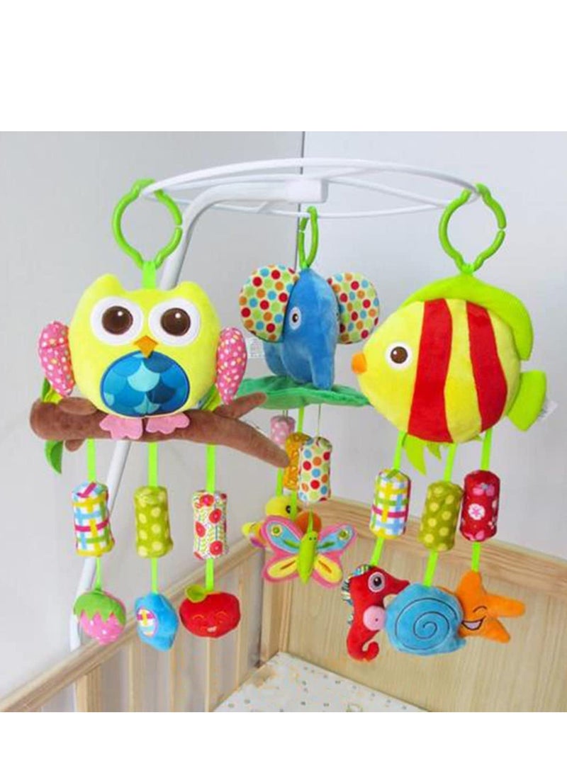 Zikra Baby Hanging Rattle Toys Animal Plush Ring Soft, Car Seat Stroller Toys Newborn Crib Bed Around with Wind Bell, Sound, Handle for 0-3 Years Old (Fish) - Image 2