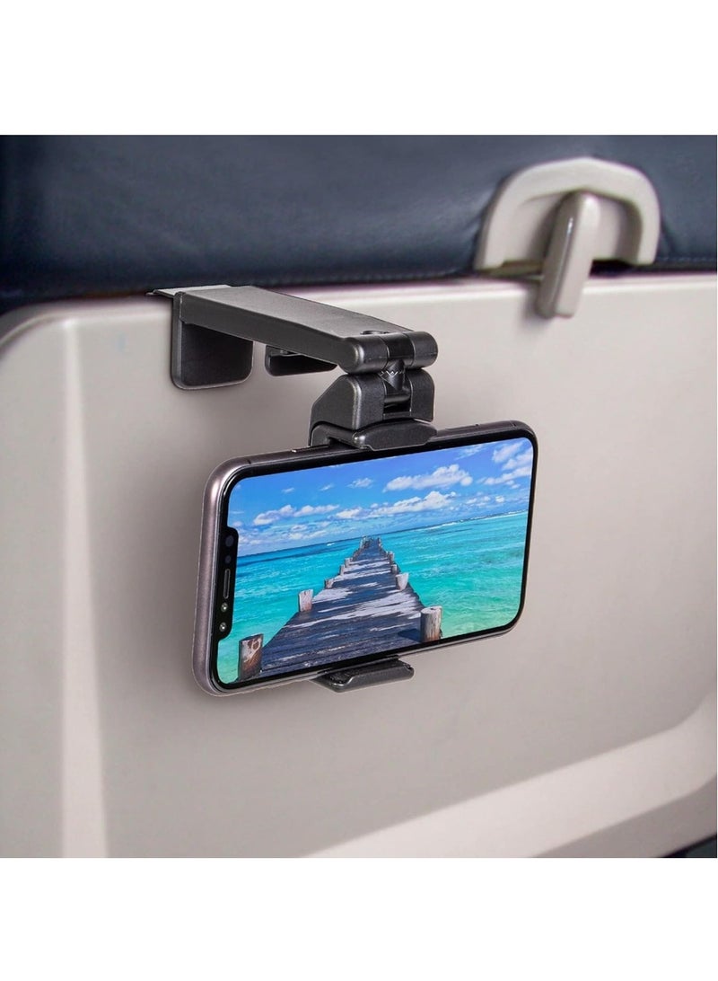 Universal Airplane In Flight Phone Mount. Handsfree Phone Holder For Desk With Multi-Directional Dual 360 Degree Rotation. Pocket Size Travel Essential Accessory For Flying. - Image 1