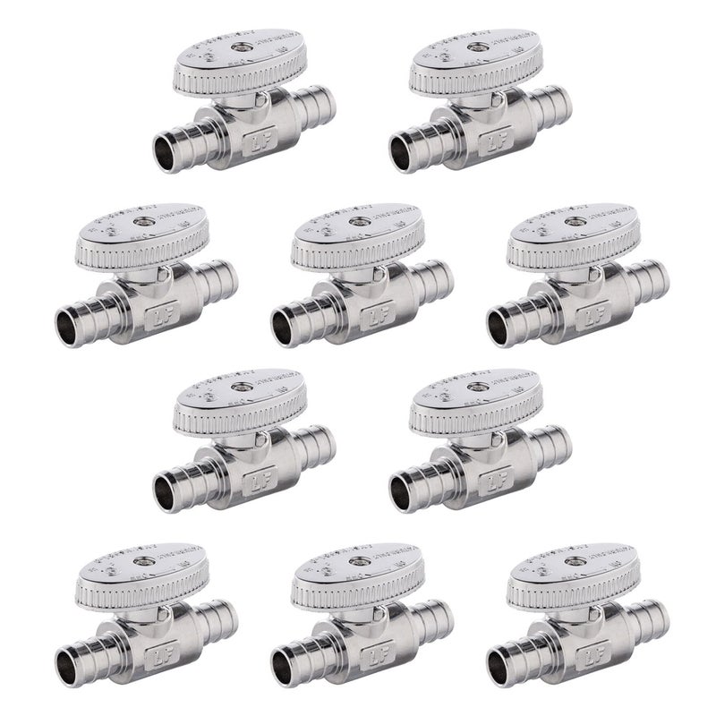 EFIELD Pack of 10 EFIELD 14 Turn Straight shut off Valve Barb Crimp 12 Pex X 12 Pex Chrome Plated ASTM F1807VALVE10510PCS - Image 2