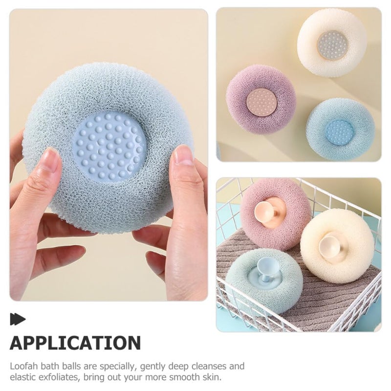 Soft Round Bath Shower Scrub With Suction Cup For Dirt Remover Foam Exfoliator, Multi Color 1 Pcs - Image 3