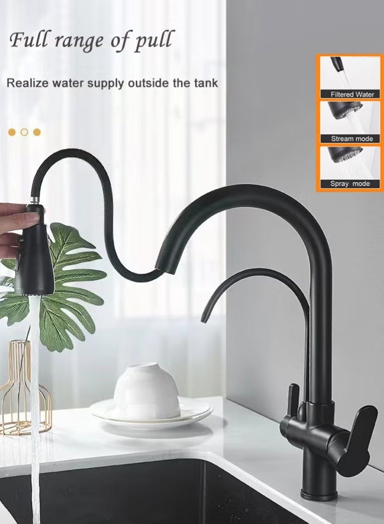Three-in-one pull-out hot and cold kitchen faucet, direct drinking tap, sink faucet - Image 5