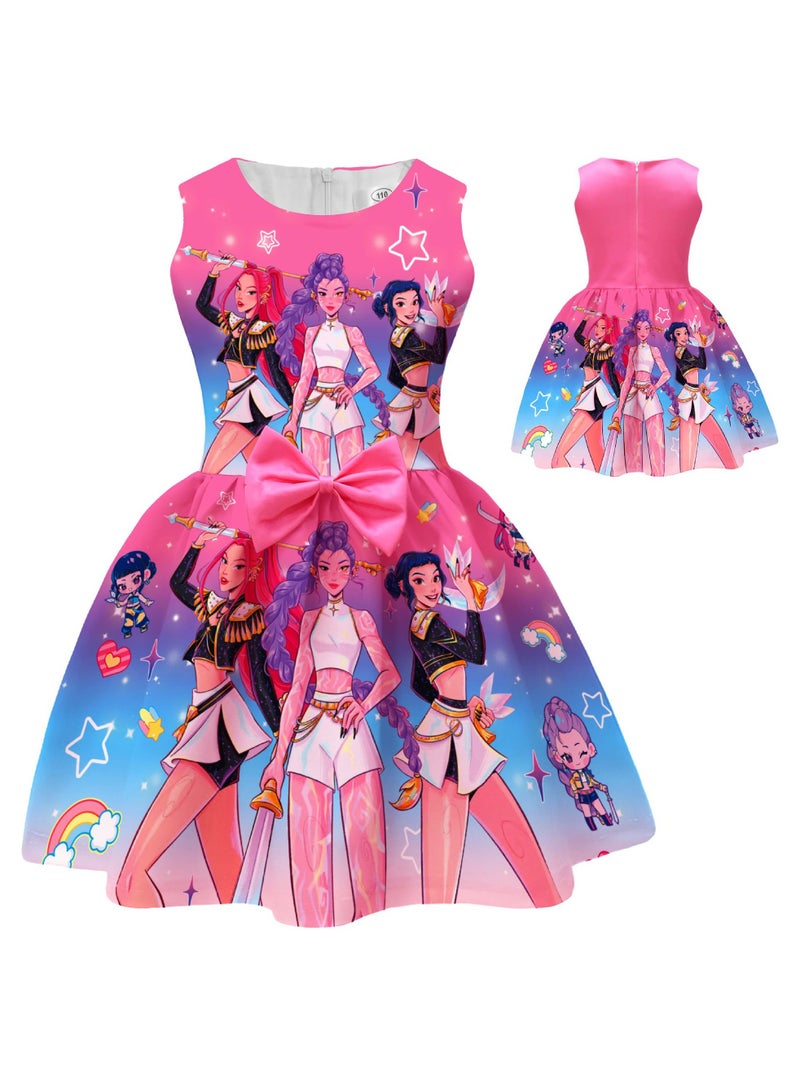 عام فساتين كي-بوب مطبوعة - فرقة "صيد الشياطين" بتصميم رباط: مقاسات متعددة تناسب جميع القوامات، تفاصيل أنيقة تبرز أناقتك في كل المناسبات - Image 2