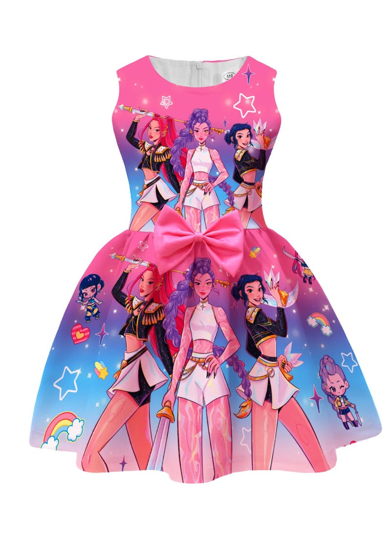 عام فساتين كي-بوب مطبوعة - فرقة "صيد الشياطين" بتصميم رباط: مقاسات متعددة تناسب جميع القوامات، تفاصيل أنيقة تبرز أناقتك في كل المناسبات - Image 1