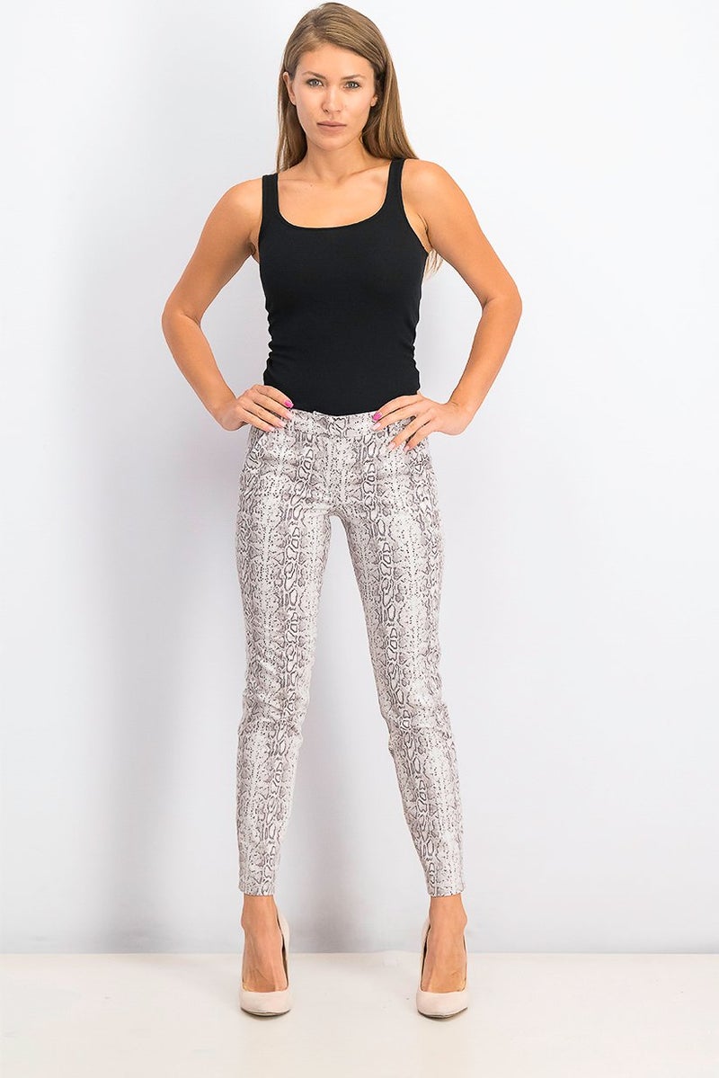 Mohito Women Regular Fit Snakeskin Straight Leg Pants, White - Image 4