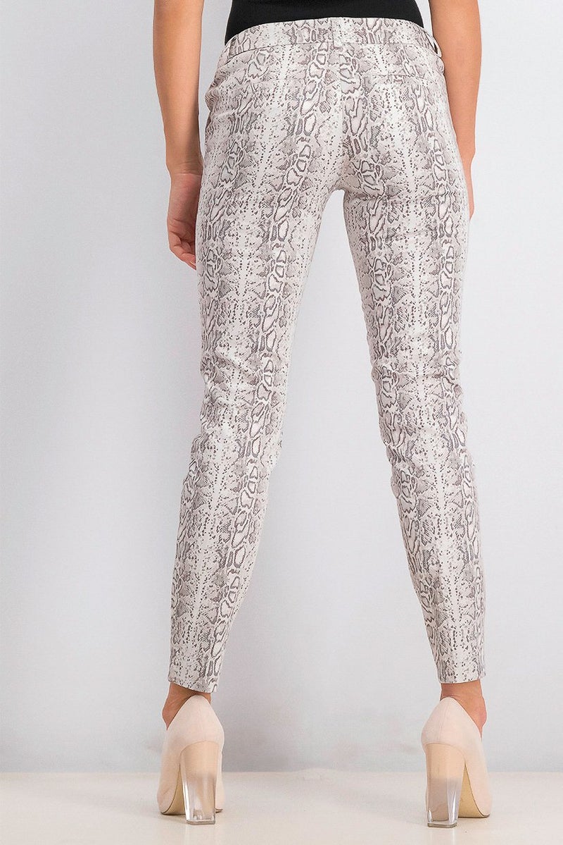 Mohito Women Regular Fit Snakeskin Straight Leg Pants, White - Image 2