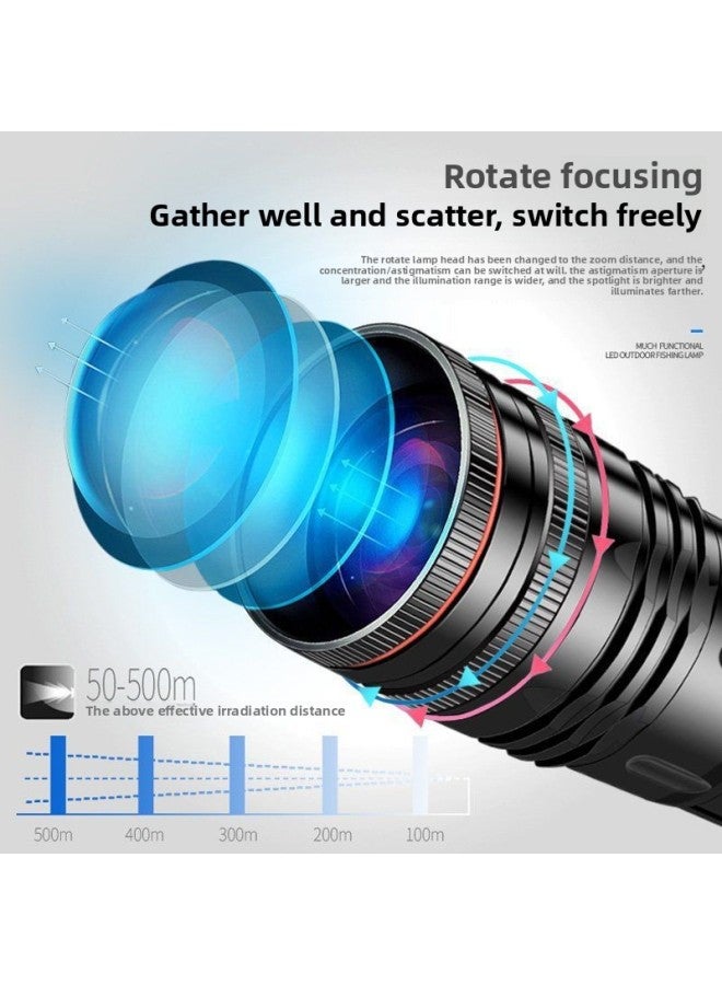 Night Fishing Lamp Fishing Lamp Purple Light Table Fishing Light High-power Bait Charging Blue Light Flashlight Luminous-Color:60 Hours - Four Light Sources  Night Fishing Light + Charging Cable + Cap Light + Fishing Box Bracket  - Image 3