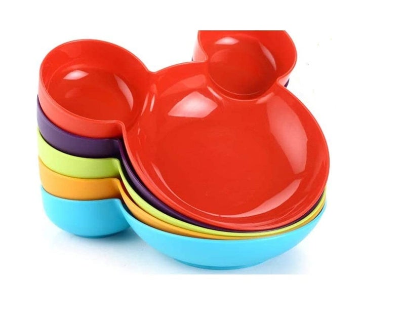 ImegaZ Unbreakable Children Plastic Mickey Minnie Shaped Serving Food Plate, Mickey Mouse Bowl, Fruit Plate, Baby Cartoon Bowl Plate, Children Tableware - (Multicolor Pack of - 3) - Image 4
