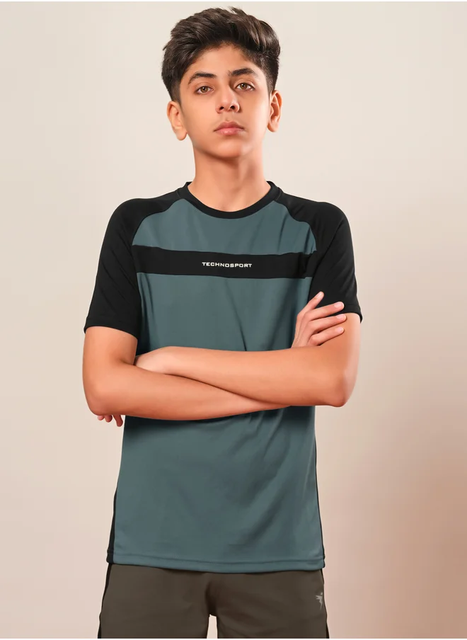 Technosport Technosport Boys Color Block Raglan Sleeves T-Shirt