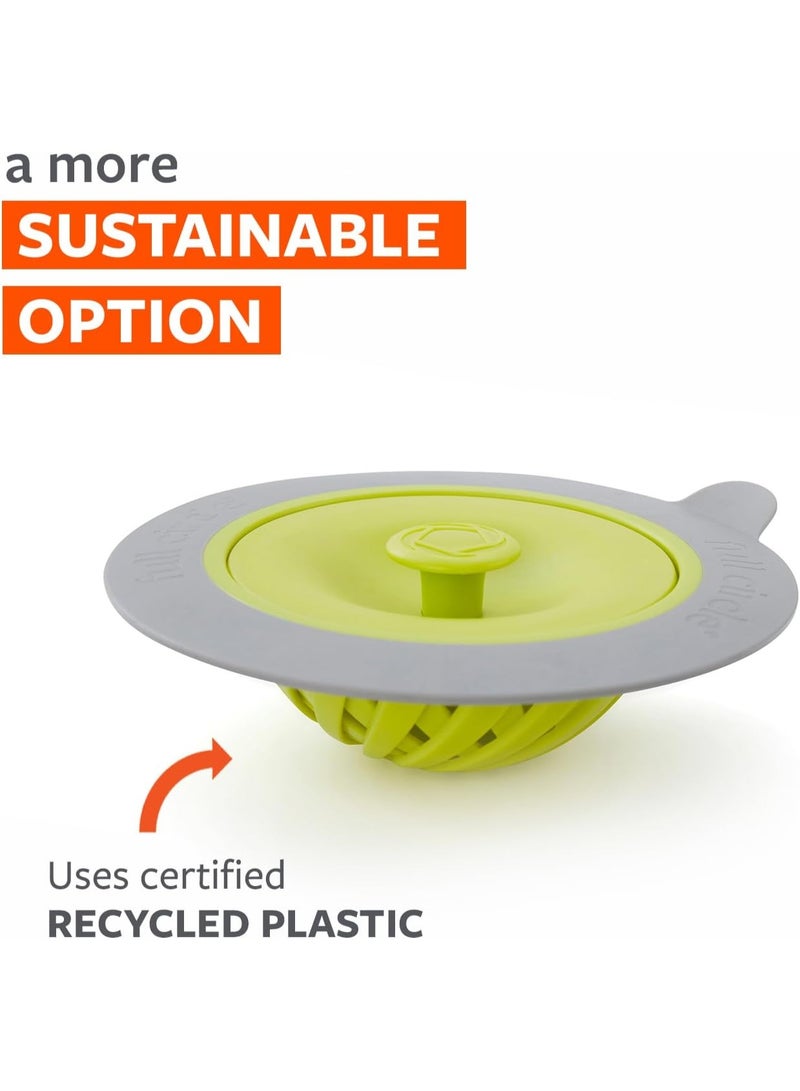 Full Circle Sinksational Sink Drain Strainer & Stopper – 2-in-1 with Separate Plug, Anti-Clog Design, Perfect Seal, Green/Gray - Image 3