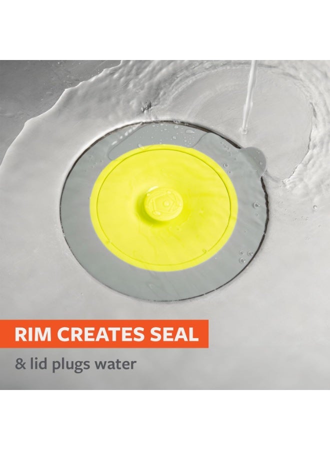 Full Circle Sinksational Sink Drain Strainer & Stopper – 2-in-1 with Separate Plug, Anti-Clog Design, Perfect Seal, Green/Gray - Image 5