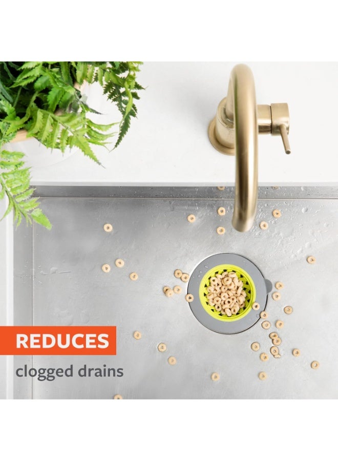 Full Circle Sinksational Sink Drain Strainer & Stopper – 2-in-1 with Separate Plug, Anti-Clog Design, Perfect Seal, Green/Gray - Image 4