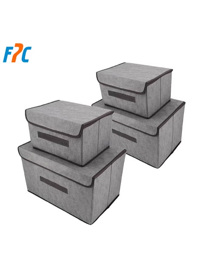 أف بي سي FPC 2 قطعة قابلة للطي مربع التخزين مع الغطاء ، متوفرة في الألوان الرمادية والبيج والوردية ، قياس 27 * 20 * 16 سم و 38x25x25 سم - Image 1