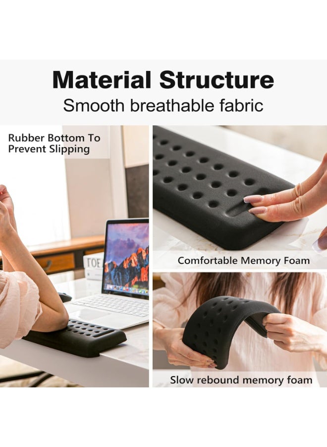 Arm Rest for Desk, L-Shaped Ergonomic Keyboard Wrist Rest with Memory Foam, Non-Slip Elbow Pad for Pain Relief, 30x10x2cm Classic Black Computer Accessory for Typing - Image 2