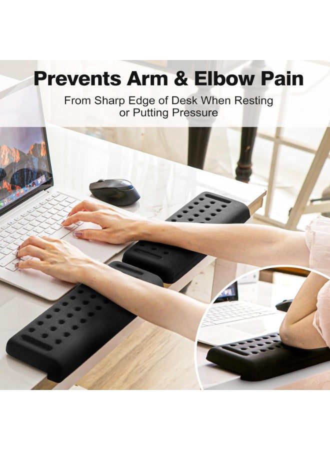 Arm Rest for Desk, L-Shaped Ergonomic Keyboard Wrist Rest with Memory Foam, Non-Slip Elbow Pad for Pain Relief, 30x10x2cm Classic Black Computer Accessory for Typing - Image 3