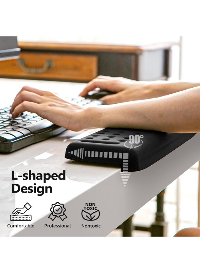 Arm Rest for Desk, L-Shaped Ergonomic Keyboard Wrist Rest with Memory Foam, Non-Slip Elbow Pad for Pain Relief, 30x10x2cm Classic Black Computer Accessory for Typing - Image 4
