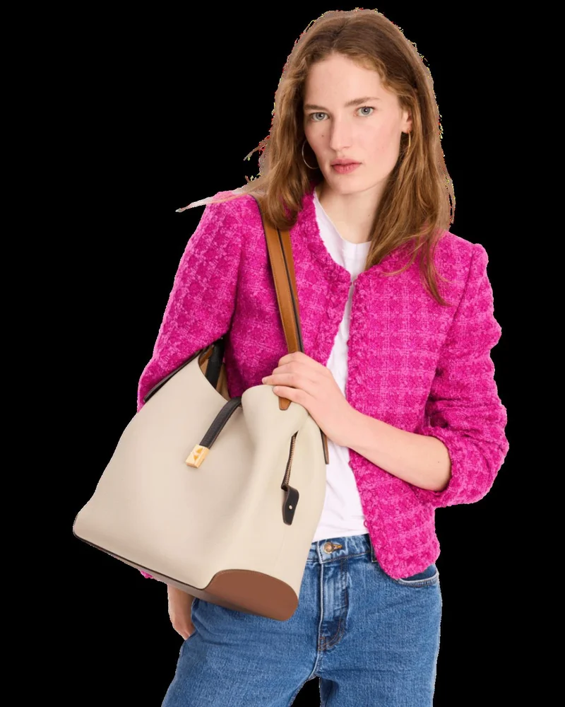 Kate Spade Deco Colorblocked Pebbled Leather Large Shoulder Bag