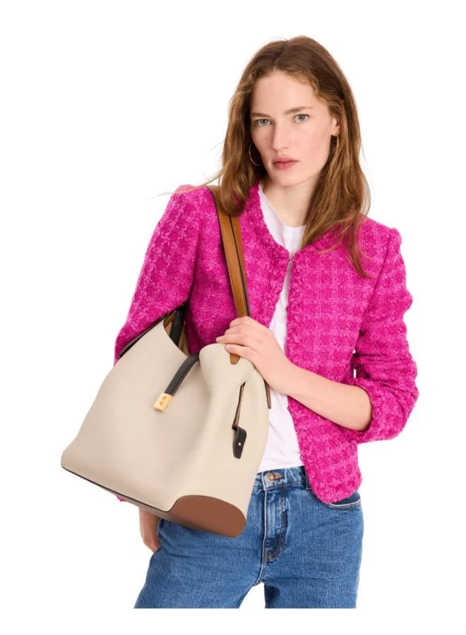 Kate Spade Deco Colorblocked Pebbled Leather Large Shoulder Bag
