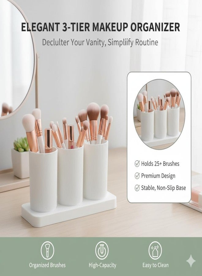 RUDOLF 3 Compartment Multipurpose Organizer, Plastic Storage Holder for Kitchen Cutlery, Makeup Brushes, Stationery, Bathroom Accessories – Desktop & Home Organizer Stand - Image 3