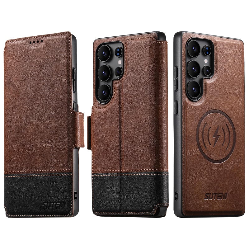 SINIANL for Samsung Galaxy S26 Ultra Leather Wallet Case Compatible with MagSafe Wireless Charging, Detachable Leather Cover with Card Slots Holder, Kickstand, Magnetic for Galaxy S26 Ultra Brown - Image 1
