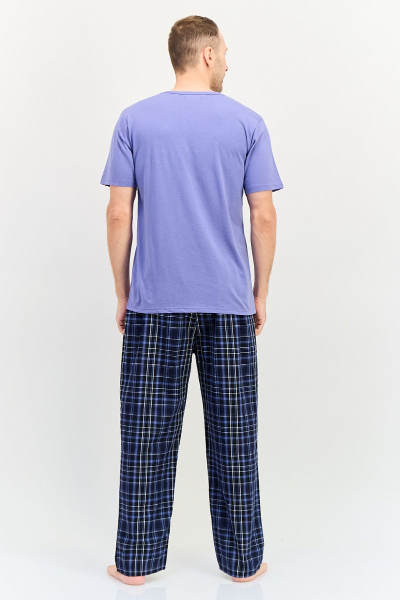 Algspar Men 2 Pieces Checkered Top And Pants Pyjama Set, Multicolor - Image 2