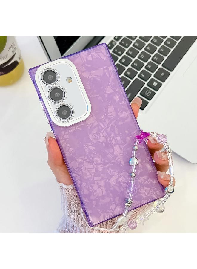 اس-توب جراب لهاتف Samsung Galaxy S24 FE 5G مطلي بطبقة لامعة وسلسلة معصم من مادة TPU مع غشاء عدسة - Image 1