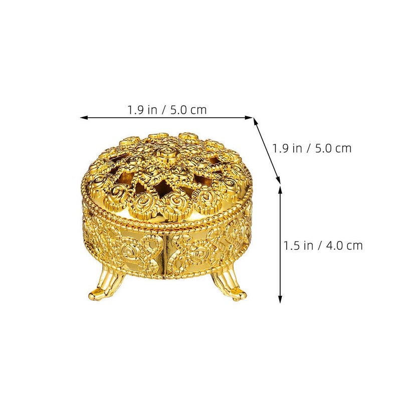 Veemoon Vintage Gold Candy Boxes - Set of 20 Elegant Wedding Favor Boxes - Round Rose Embossed Plastic Holders for Parties Baptisms and Special Occasions Trinket Containers - 1.9 X 1.9 X 1.5 Inch - Image 2