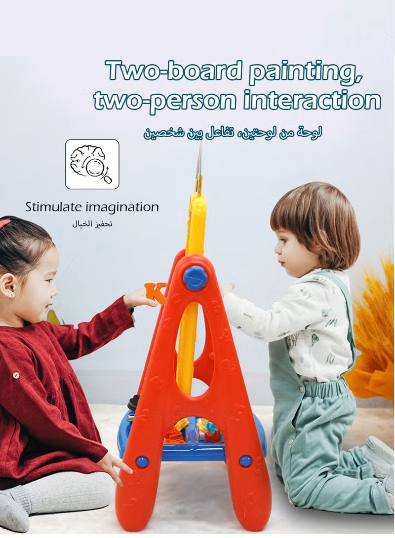 Soofam Children's easel, double-sided use, dust-free cleaning, magnetic painting board that can be hung. - Image 2