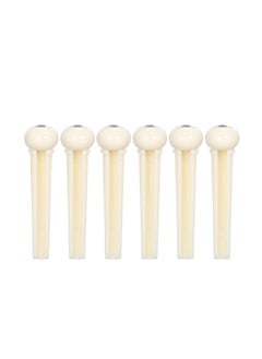 ABS Acoustic Guitar Bridge Pins Dot Inlay Bridge Pin for Bass Folk Guitar Replacement Accessories (5.0mm, Pack of 6, Ivory)