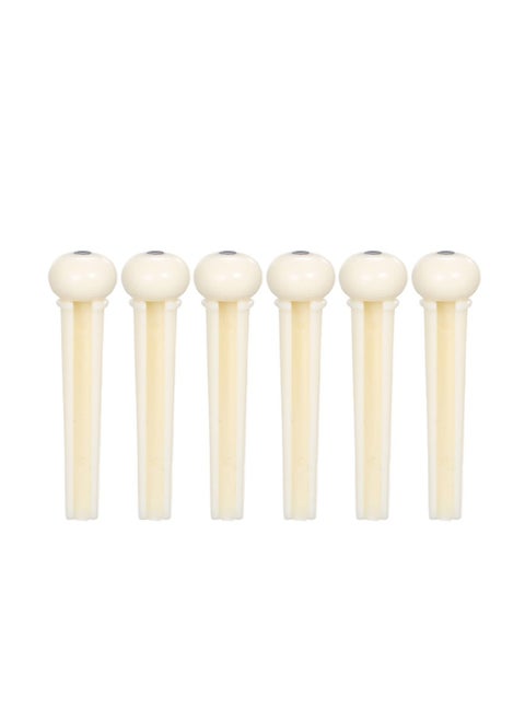 ABS Acoustic Guitar Bridge Pins Dot Inlay Bridge Pin for Bass Folk Guitar Replacement Accessories (5.0mm, Pack of 6, Ivory)