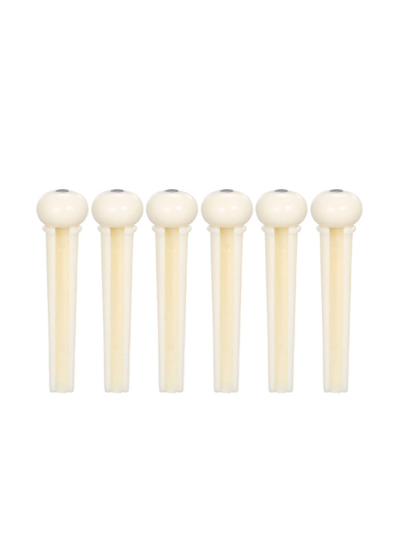 SOLDOUT - ABS Acoustic Guitar Bridge Pins Dot Inlay Bridge Pin for Bass Folk Guitar Replacement Accessories (5.0mm, Pack of 6, Ivory) - Image 1