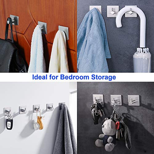 LOOGI Adhesive Hooks, Door Hooks Heavy Duty Towel Hooks Stick on Wall Waterproof Stainless Steel Robe Hanger for Hanging Bathroom Kitchen Home 5 Pack - Image 4