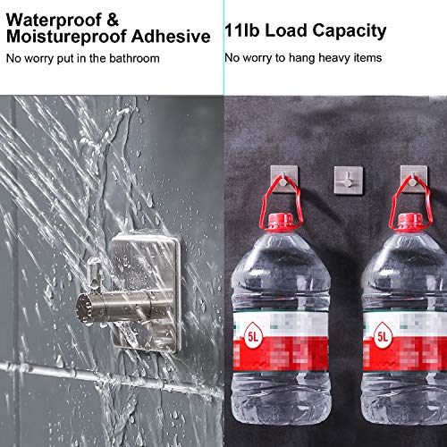 LOOGI Adhesive Hooks, Door Hooks Heavy Duty Towel Hooks Stick on Wall Waterproof Stainless Steel Robe Hanger for Hanging Bathroom Kitchen Home 5 Pack - Image 5