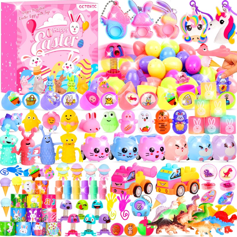 OCTERIC 360 Pcs Pastel Prefilled Easter Toy Set 120 Plastic Eggs Filled with 240 Assorted Toys Stickers for Kids Boys Girls Toddlers Easter Theme Party Favors Easter Eggs Hunt Basket Filler Stuffers Supplies - Image 3