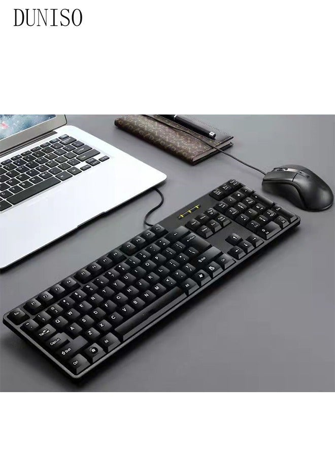 DUNISO Wired USB Keyboard, Laptop Desktop, Compact Business Office Gaming Keyboard And Mouse Set - Image 4