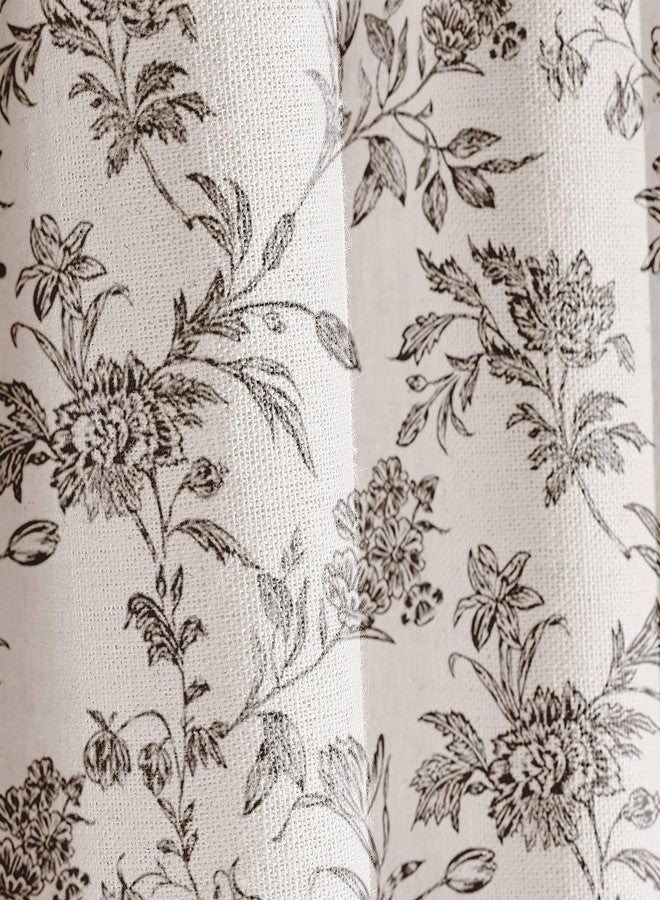 WOUVMA Black Shower Curtain Floral Cotton Linen Cottagecore Shower Curtain for Bathroom 72" W x 72" L - Image 3
