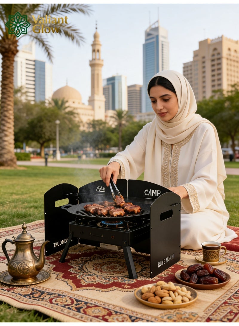 توهج شجاع واقي رياح لموقد التخييم مع حقيبة تخزين | 4 ألواح من الألومنيوم القابل للطي من الفولاذ المقاوم للصدأ | واقي رياح لموقد الطهي للمشي لمسافات طويلة والنزهات والأنشطة الخارجية وحمل الحقائب - Image 4