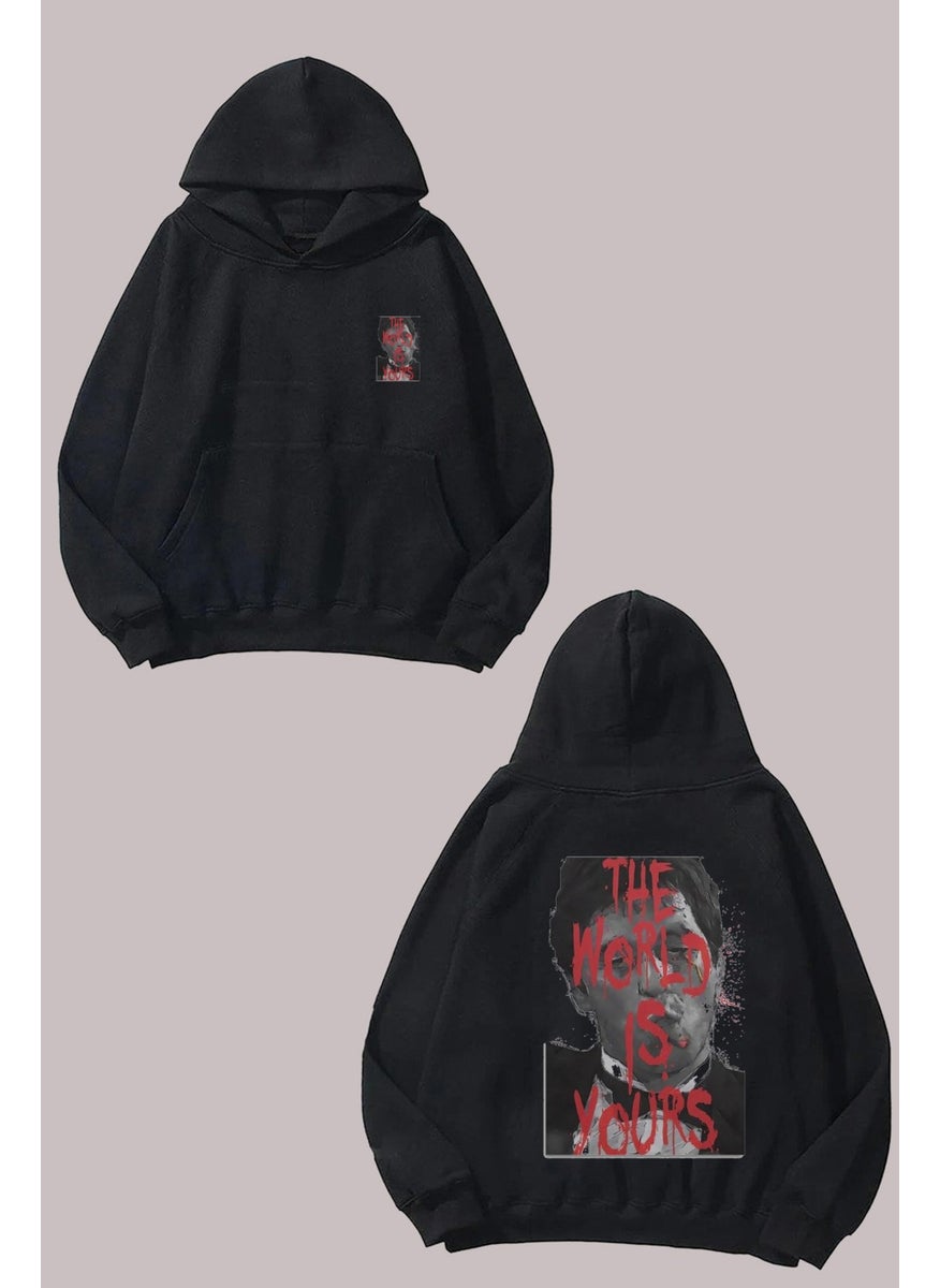The Wert - Unisex Scarface The Worldis Yours Design Front Back Printed Regular Size Black Sweatshirt - Image 1