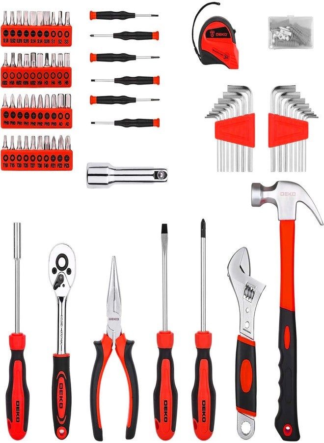 DEKOPRO Tool Set - 158 Piece Red Home Tool Set - Household Tool Set Comes with Plastic Storage Case - Image 3