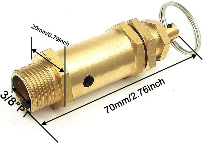 MAXAIR Brass Heavy Duty Safety Valve Air Release Valve for Air Compressor (3/8 INCH BSP) - Image 2