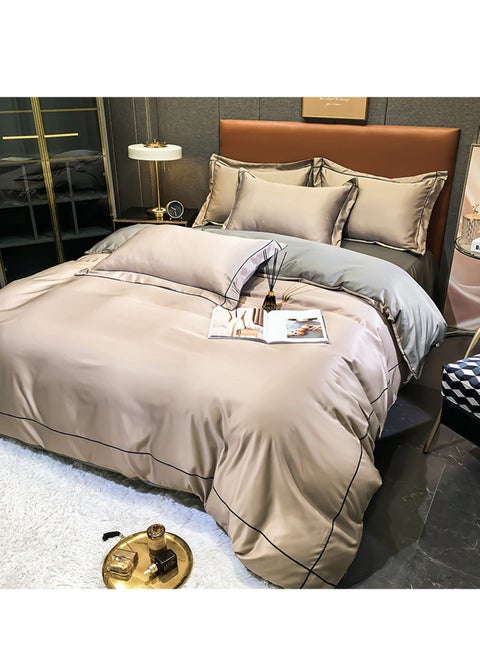 4-Piece Silk Bedding Set, King Size Comforter Set, Warm in Winter and Cool in Summer Skin-Friendly Breathable Duvet Cover Set King Size