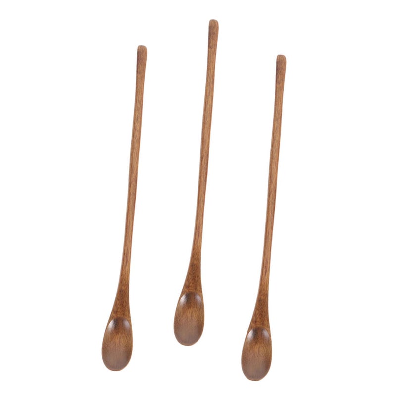 3pcs Long Handle Wooden Spoons for Cooking Salad Rice Soup Serving Kitchen Utensils - Image 2