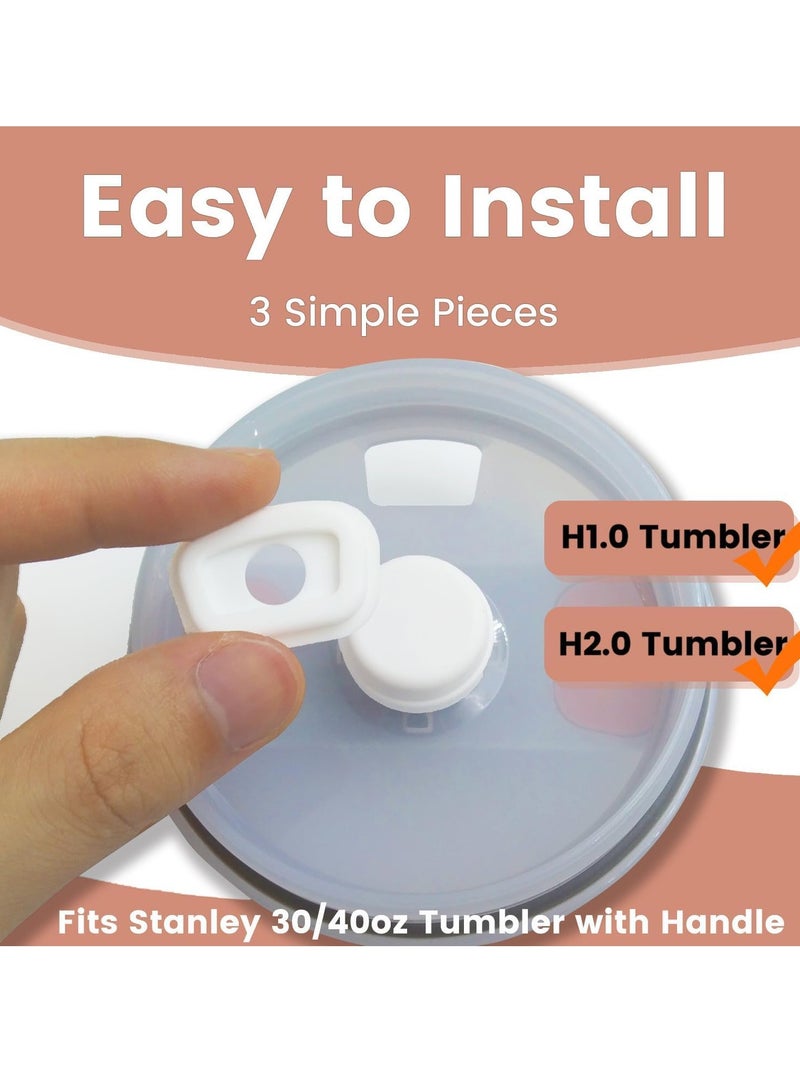 سوكاني 6 قطع من غطاء شفاطة السيليكون المتوافق مع أكواب الشرب سعة 30 أو 40 أونصة، وأغطية أطراف شفاطة الشرب، والأكواب، والملحقات، والواقيات، والمقابس (أبيض) - Image 3