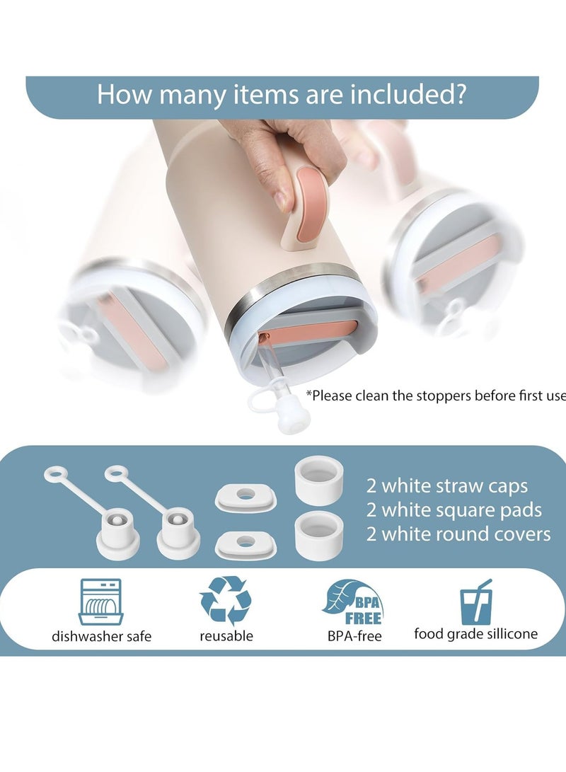 سوكاني 6 قطع من غطاء شفاطة السيليكون المتوافق مع أكواب الشرب سعة 30 أو 40 أونصة، وأغطية أطراف شفاطة الشرب، والأكواب، والملحقات، والواقيات، والمقابس (أبيض) - Image 4