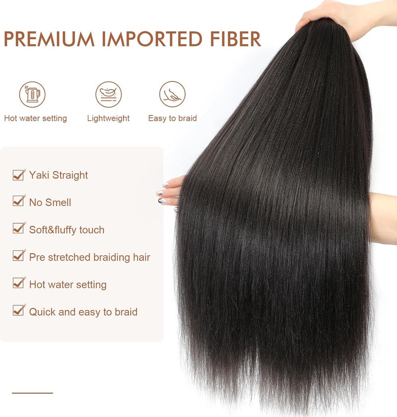 Difunee Braiding Hair Pre Stretched Braiding Hair 20 Inch 8 Packs Braiding Hair Pre Stretched Hair For Braiding Hot Water Setting Soft Synthetic Braiding Hair Extension For Twist(#4) - Image 3
