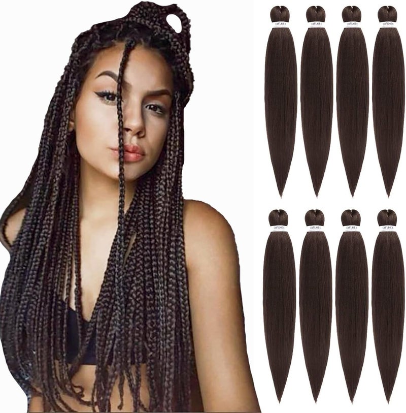 Difunee Braiding Hair Pre Stretched Braiding Hair 20 Inch 8 Packs Braiding Hair Pre Stretched Hair For Braiding Hot Water Setting Soft Synthetic Braiding Hair Extension For Twist(#4) - Image 1