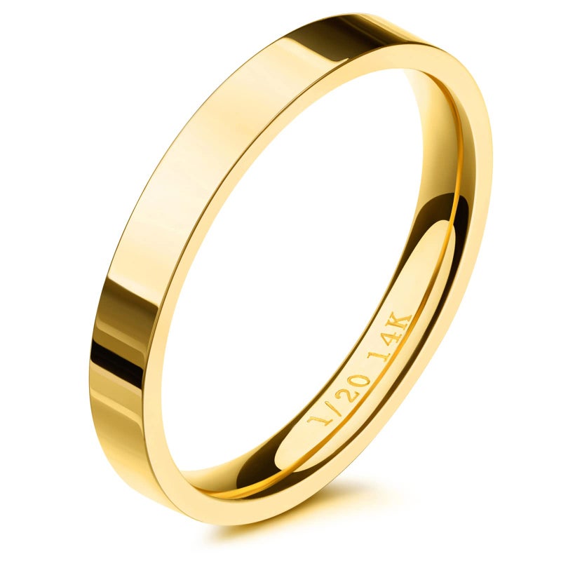 NOKMIT 3mm 14K Gold Filled Rings for Dainty Wedding Band Thin Gold Thumb Pinky Finger Ring Non Tarnish Comfort Fit Size 4 to 11(Gold,4) - Image 1